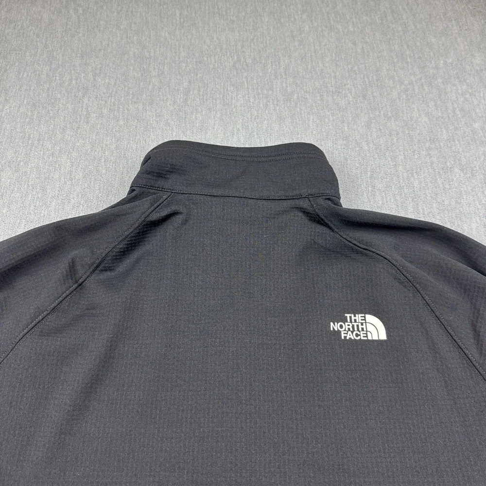 The North Face Jacket Men XL Black Grid‎ Fleece Full Zip Outdoor Mock Neck Logo